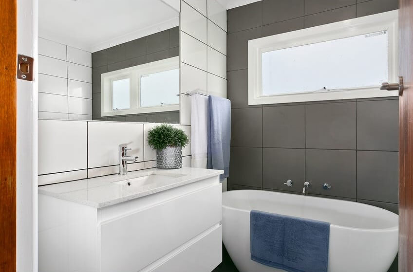 Completed bathroom renovation in Rosebud home